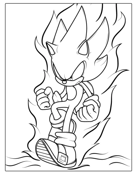 Super Sonic Coloring Page For Kids