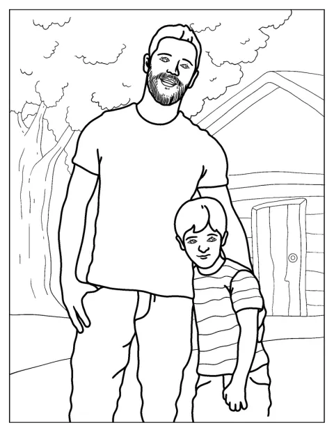 Un padre y su hijo están juntos, uno al lado del otro.