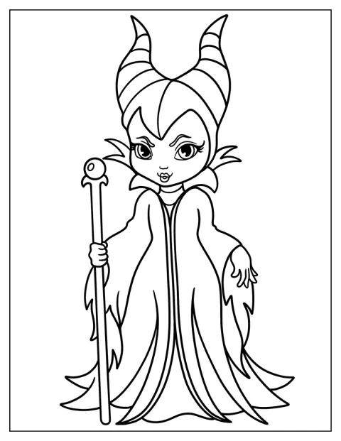 かわいらしい姿のマレフィセントが描かれています。