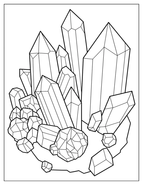 Realistic Quartz Crystal Coloring Page Formation