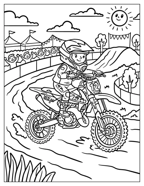 モトクロスライダーが72番のバイクでコースを駆け抜けています。