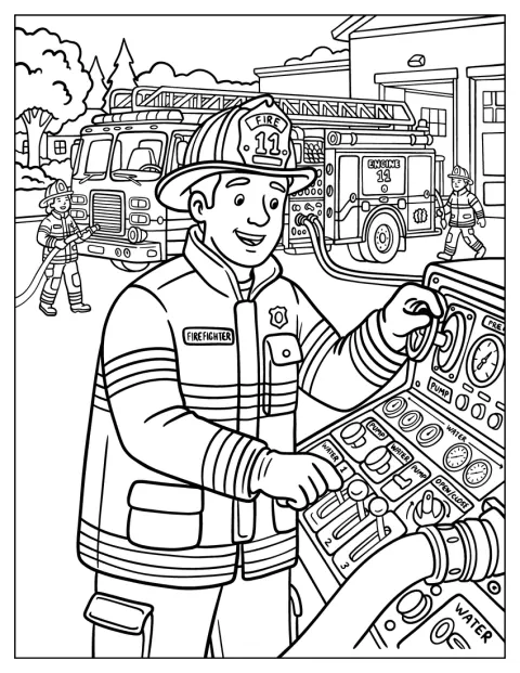 Brandweerlieden bereiden zich voor om een brand te bestrijden.