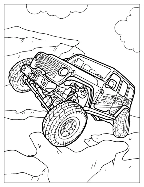 Teraflex Jeep projíždí kamenitou cestou.