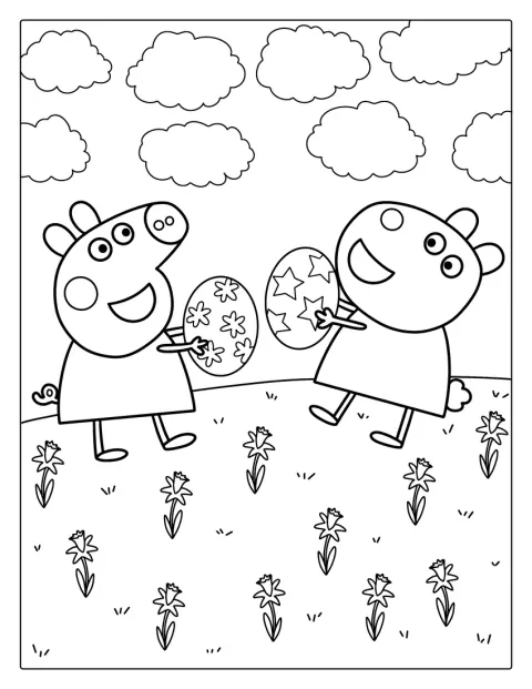 Peppa Gris spiller ball sammen med Suzy.