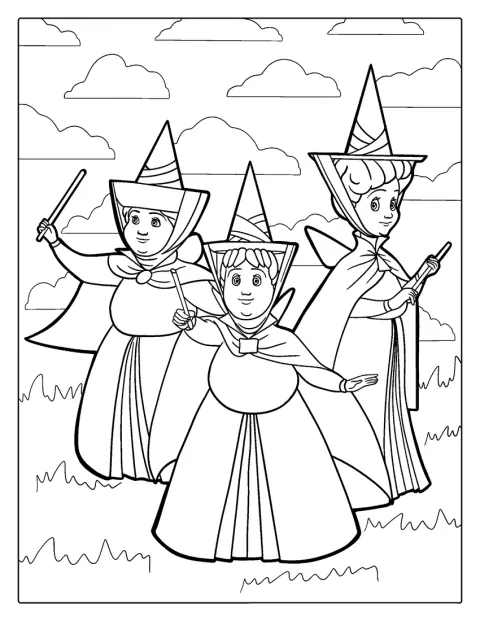 Flora, Fina och Magdalena står tillsammans som älvor.