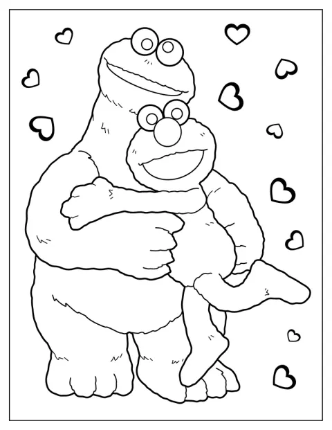 Ciasteczkowy Potwór obejmuje Elmo.