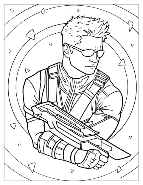 Clint Barton Hawkeye Coloring Page Holding Weapon