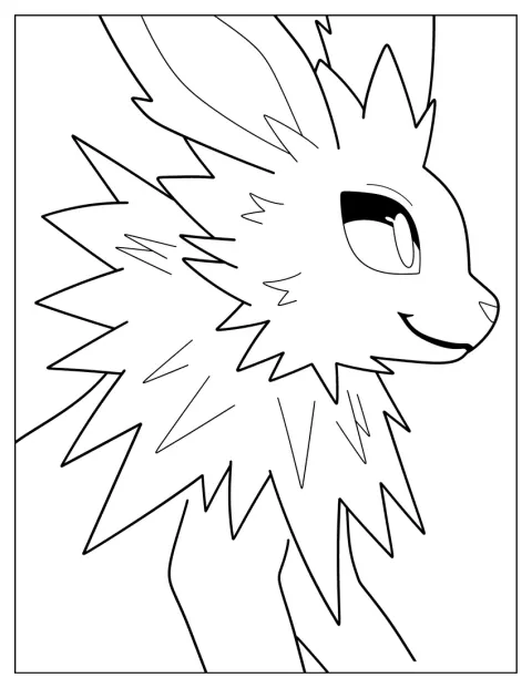 Een simpele lijntekening laat Jolteon zien.