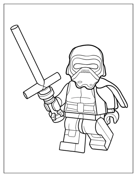 Kylo Ren hält sein Lichtschwert fest in der Hand.