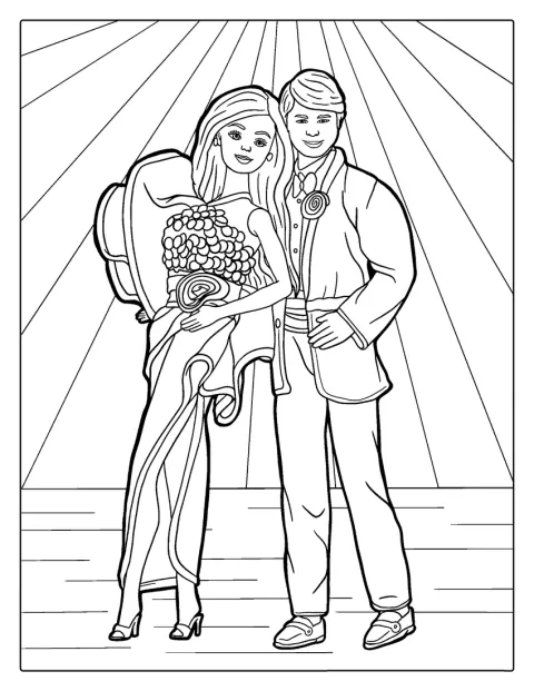 Barbie And Ken Dancing Coloring Sheet