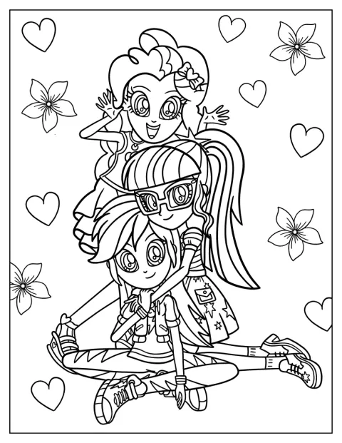 Pinkie Pie, Twilight Sparkle y Rainbow Dash aparecen juntas en Equestria Girls.