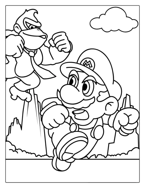 マリオとドンキーコングが並んでいます。