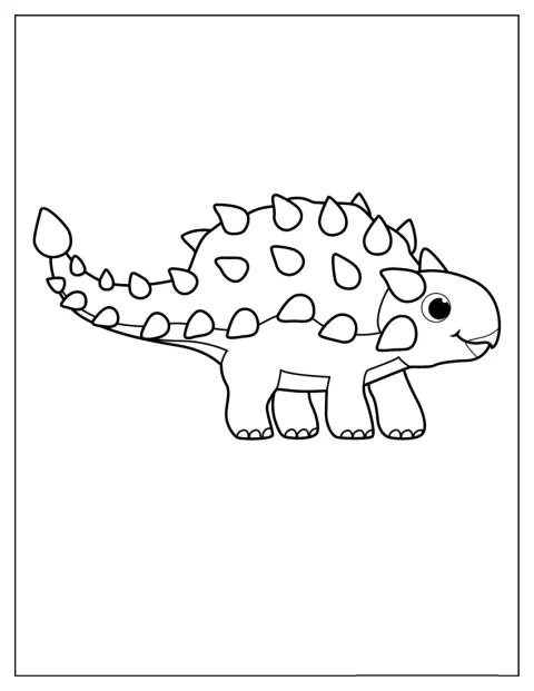 Un simpático anquilosaurio aparece dibujado con estilo kawaii.