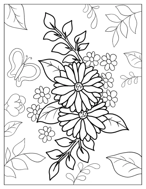 Pæoner med store blomsterhoveder og blade står samlet.