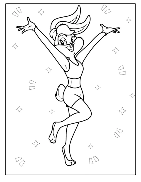 Lola Bunny aparece de pie, con una pose animada, sobre un fondo sencillo.