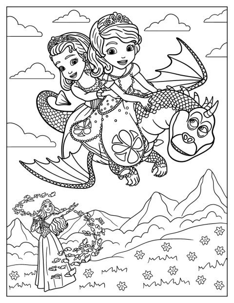 Sofia The First Coloring Page With Princess Amber Riding Everburn
