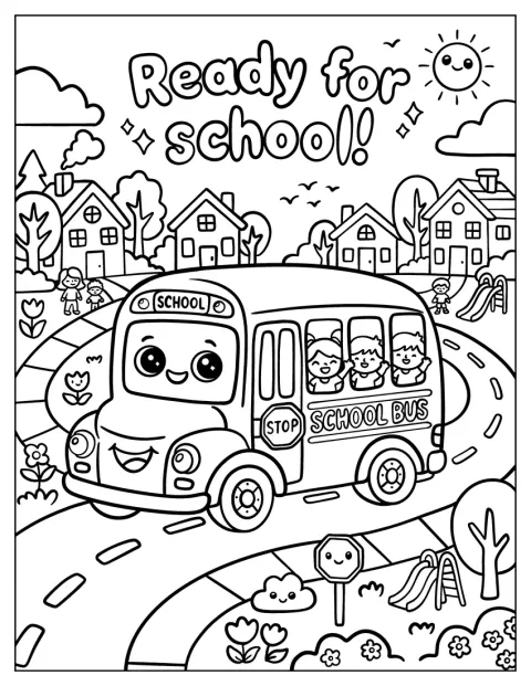 Az iskolabusz gyerekeket visz az iskolába.