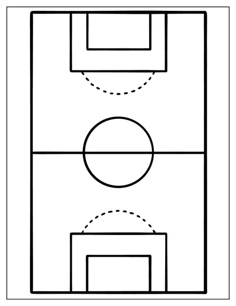 Um campo de futebol está pronto para o jogo.