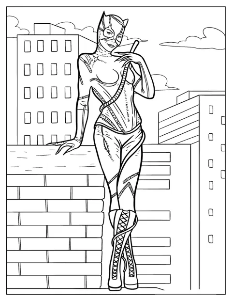 El látigo rodea el cuerpo de Catwoman.