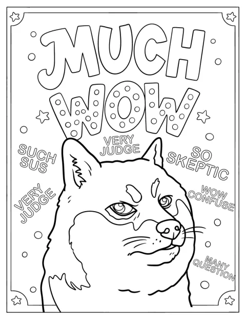 Doge kutyája a „Much wow” felirat mellett látható.