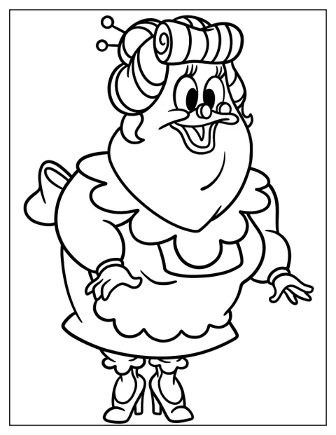 Mrs. Bentina Beakley je zachycena v jednoduchém obrysu.