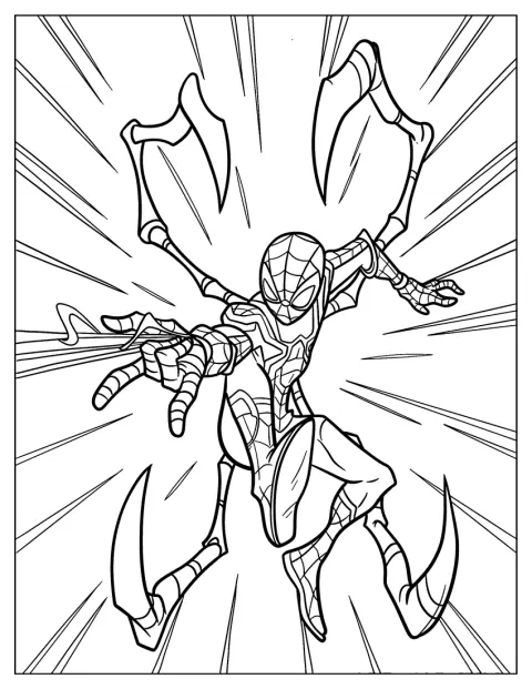 Iron Spider-Man Coloring Page With Pincers And Web
