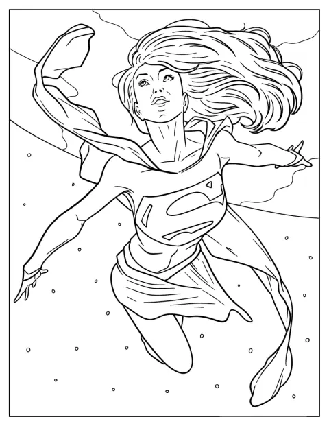 Supergirl svæver gennem det ydre rum.