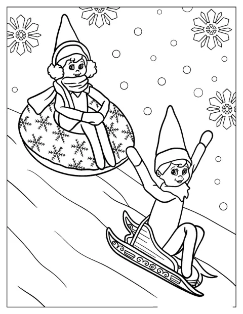 エルフが雪の上をそりで滑っています。