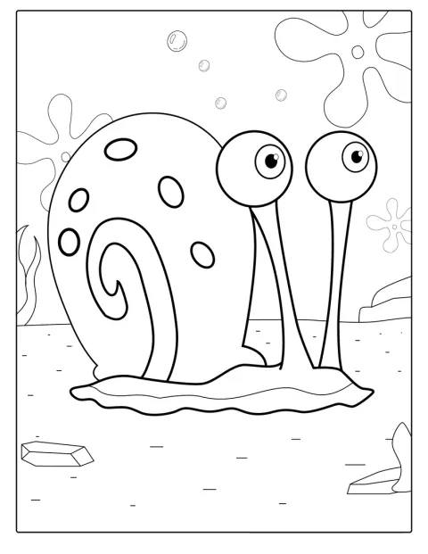 Gary snigel sitter på marken i Bikini Bottom.