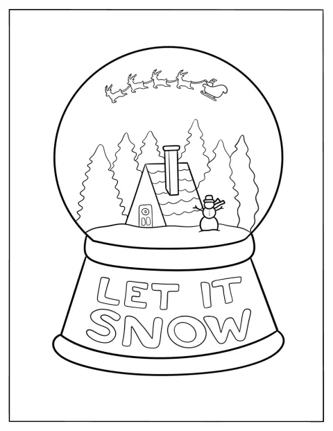 Uma casa de inverno e o Pai Natal no trenó compõem a cena do globo de neve.
