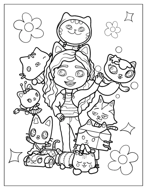 El póster muestra a Gabby y a los personajes de su casa de muñecas.