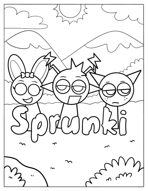 Sprunki, Simon y Gray están juntos en un entorno exterior.