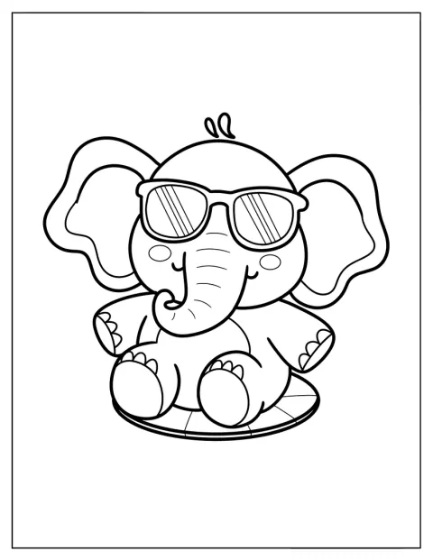 Ein Elefant trägt eine Sonnenbrille und sieht dabei lässig aus.