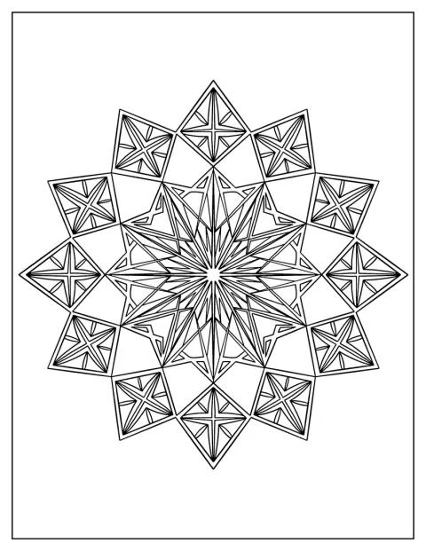 Une étoile ornée de motifs géométriques détaillés occupe le centre de l’image.