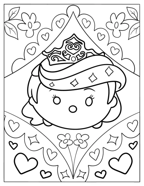 Cinderela Tsum Tsum aparece com o vestido e o penteado característicos.