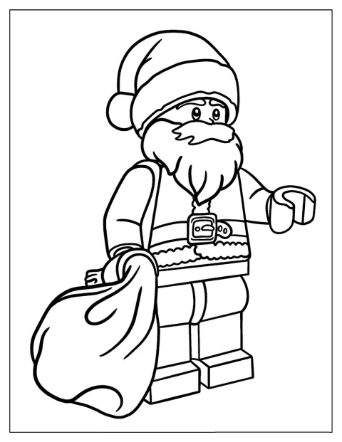 LEGO-joulupukki seisoo tonttumaisessa asussaan.
