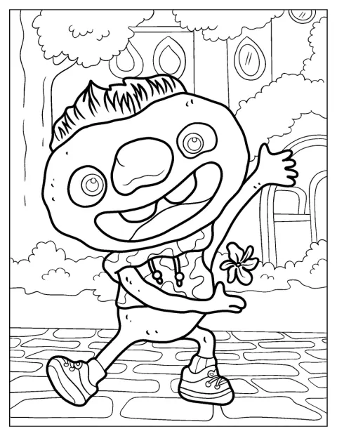 Clod baila con alegría en una ilustración de estilo kawaii.