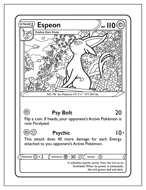 La carta Pokémon Psy Bold mostra Espeon.