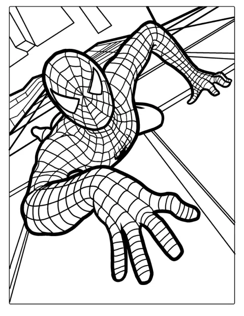 Spider-Man Scaling Skyscraper Coloring Page