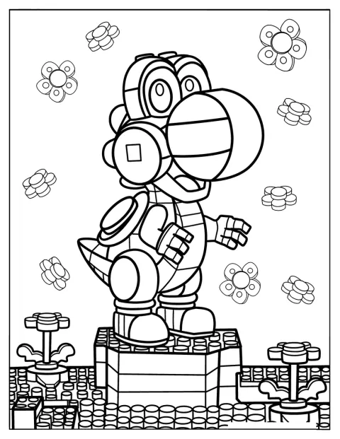 Yoshi apare în versiune robotizată, construit din piese LEGO.
