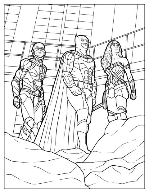 Flash står sammen med Wonder Woman og Batman.