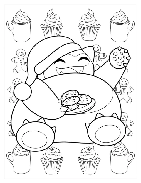 Snorlax smult van kerstkoekjes.