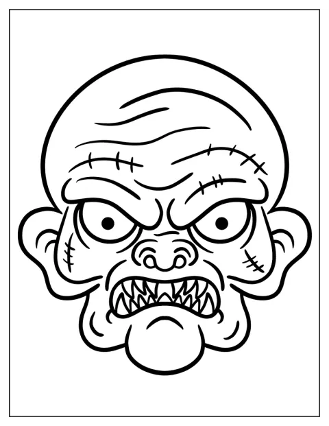 Un zombie terrifiant dévoile ses dents pointues.