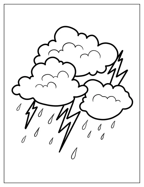 Dunkle Regenwolken schleudern Blitze herab.