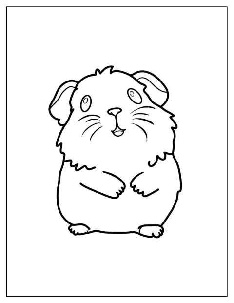 にっこり笑ったモルモットの姿を、シンプルな線で描いています。