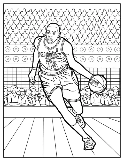 Een NBA-speler dribbelt op het basketbalveld.