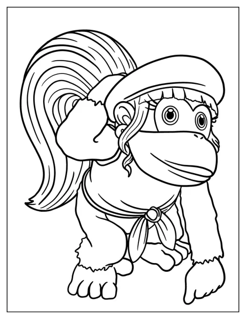 Dixie Kong posa para el dibujo.