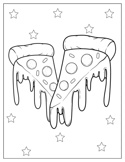 Két gusztusos pizzaszelet fekszik egymás mellett.