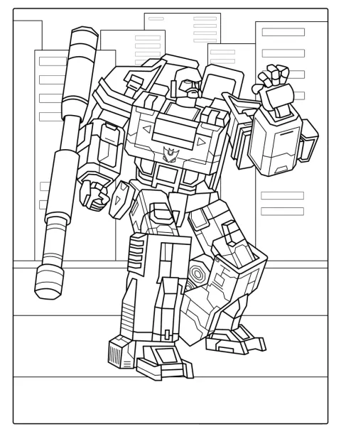 トランスフォーマーのメガトロンがロボットの姿で描かれています。