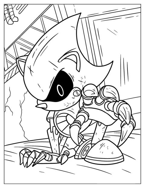 Metal Sonic kurottaa eteenpäin kynnet ojossa.